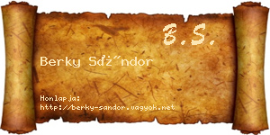 Berky Sándor névjegykártya